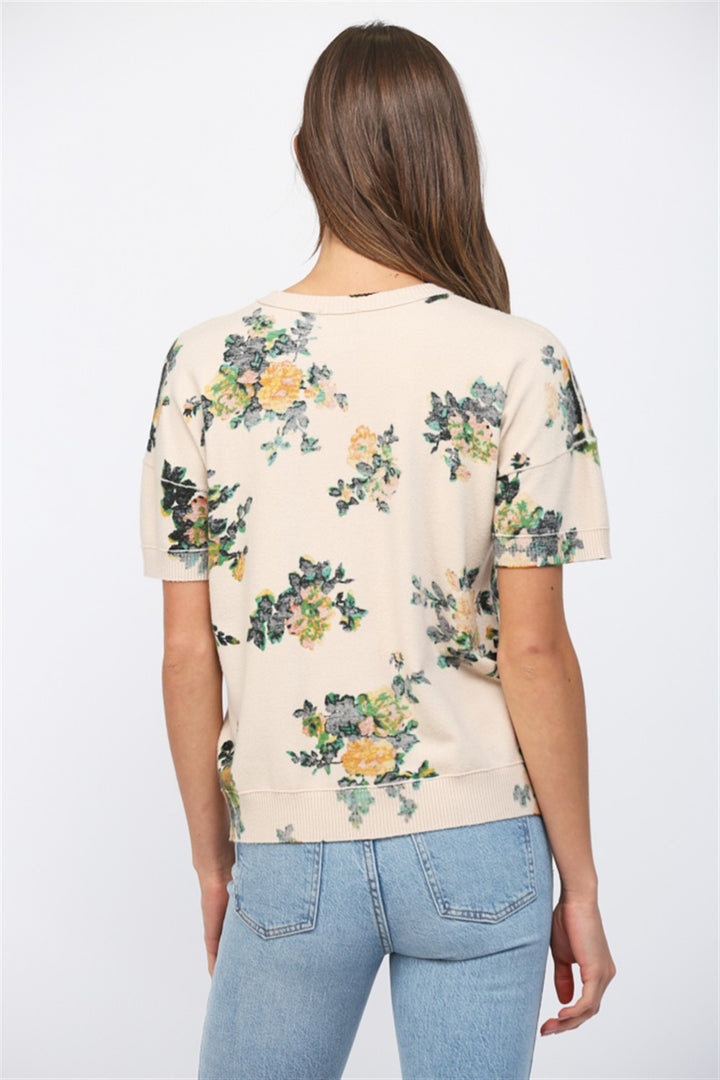 Aspen Floral Printed Sweater in Beige Multi