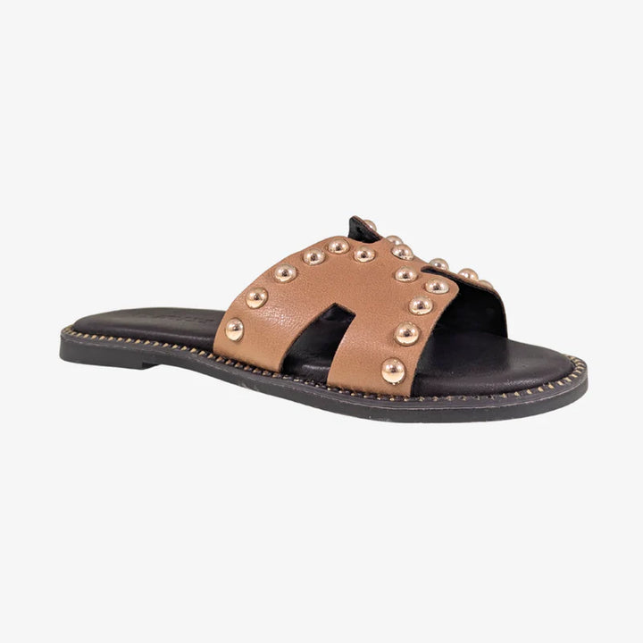 Ateliers Follie Sandal – Tan Leather Slide