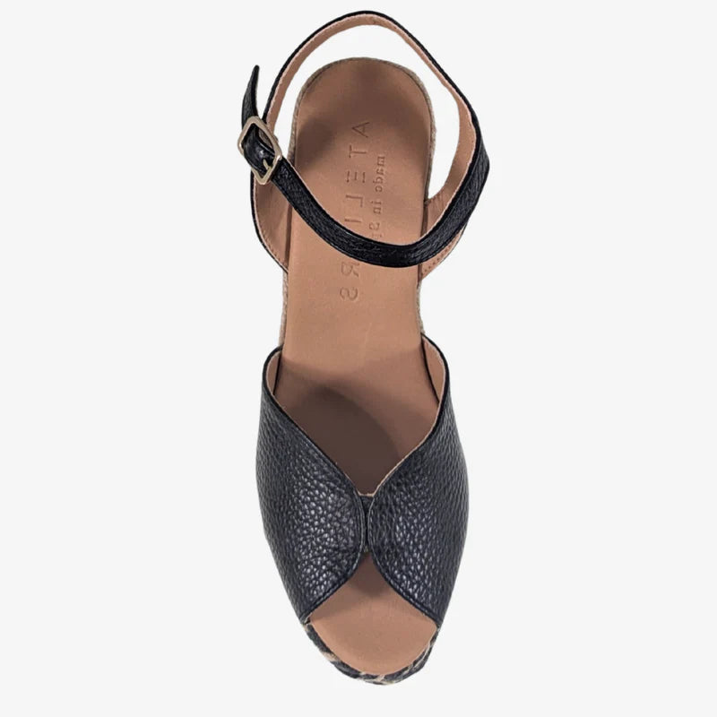 Ateliers Nina Heel – Black Leather Strappy Sandal