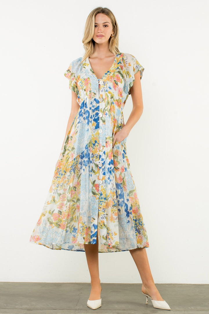 Buttoned Botanica Dress
