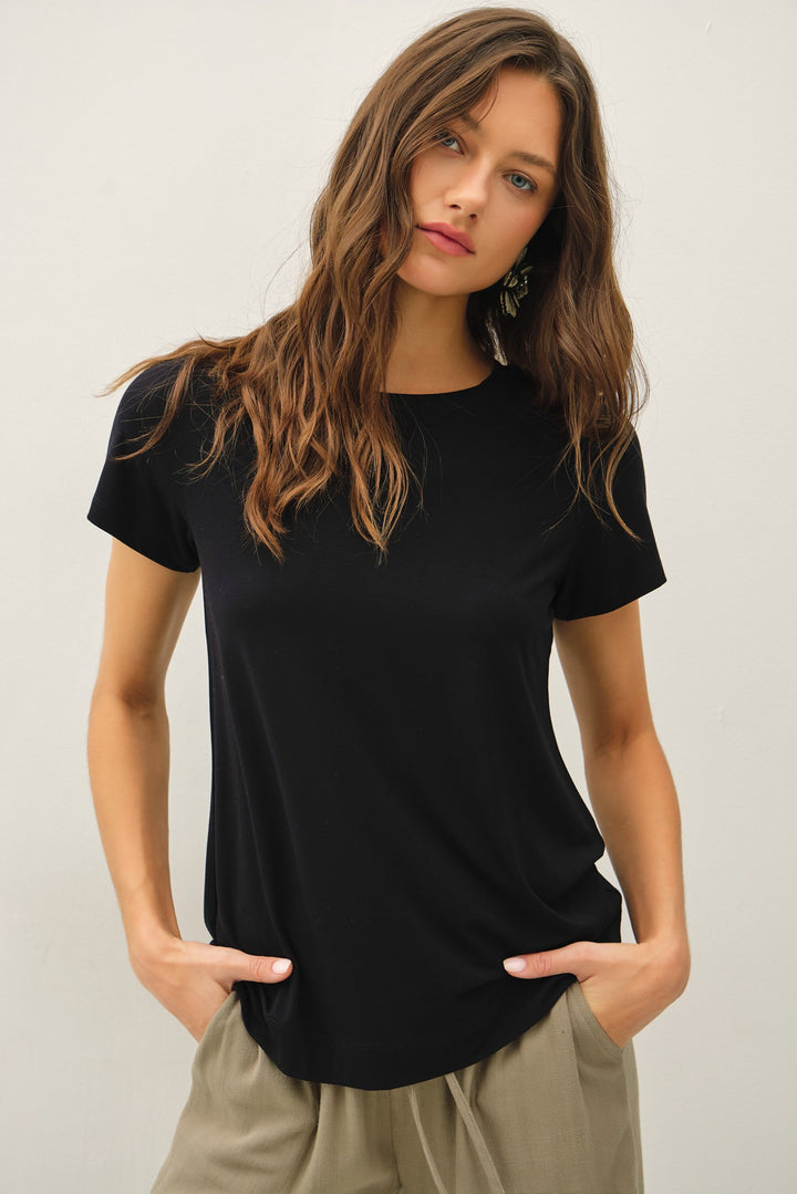 Bamboo Round Neck - Black