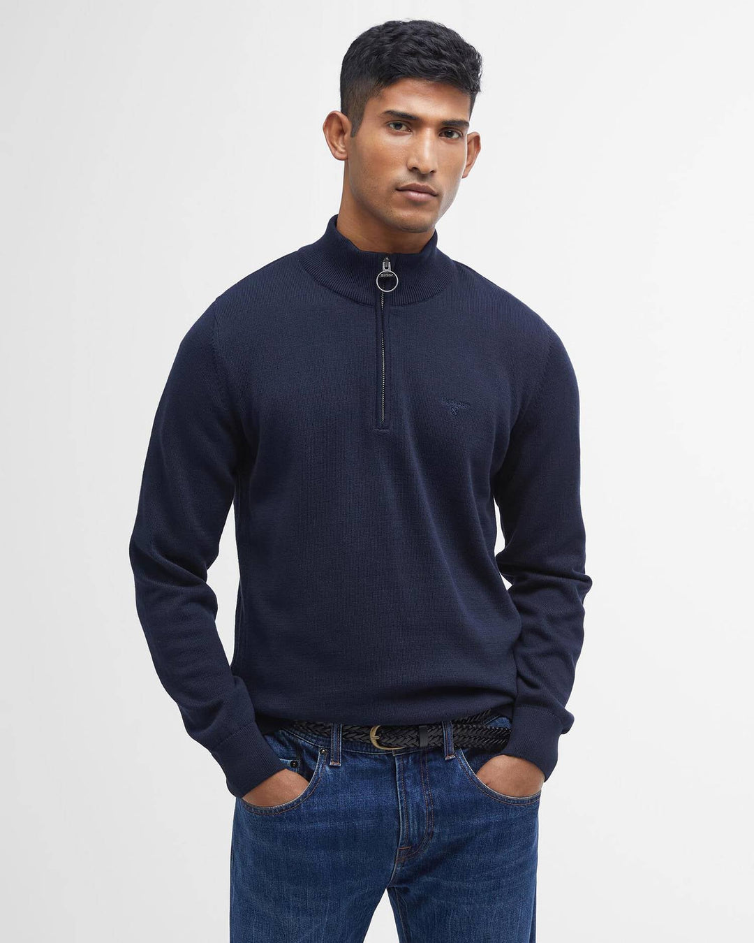 Cotton 1/4 Zip Sweater - Classic Navy