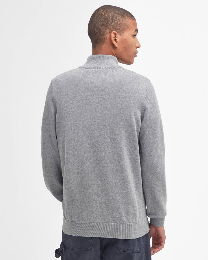 Cotton 1/4 Zip Sweater - Grey Marl