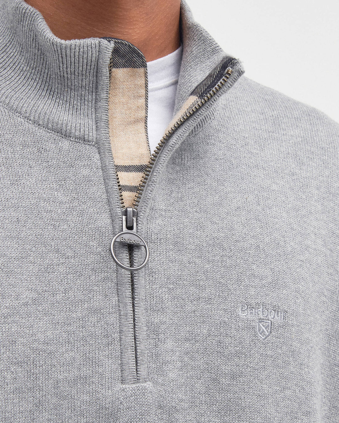 Cotton 1/4 Zip Sweater - Grey Marl