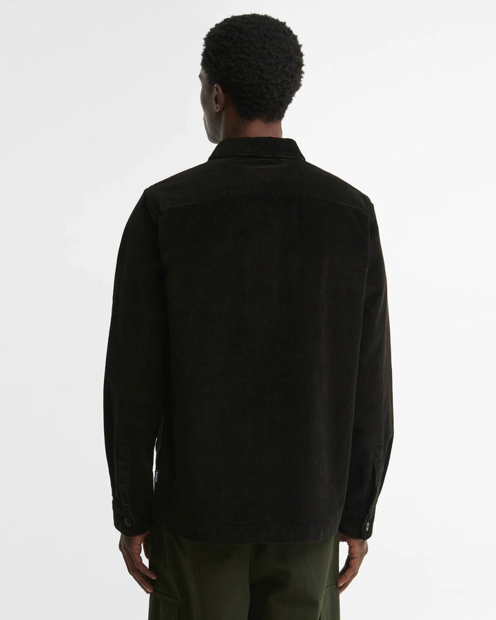 Tartan Trimmed Cord Overshirt - Olive