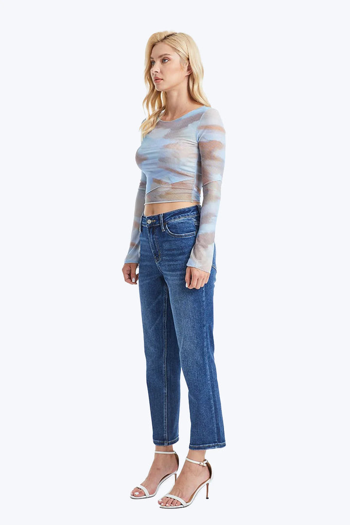 High Rise Cropped Straight - Dark Blue