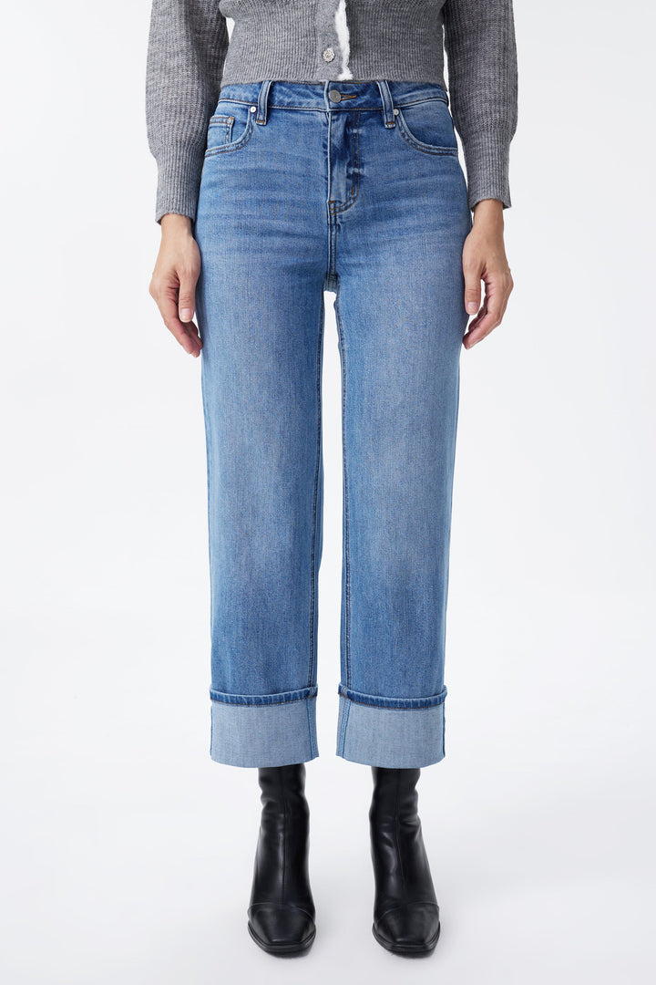High Rise Cuffed Straight - Softripple