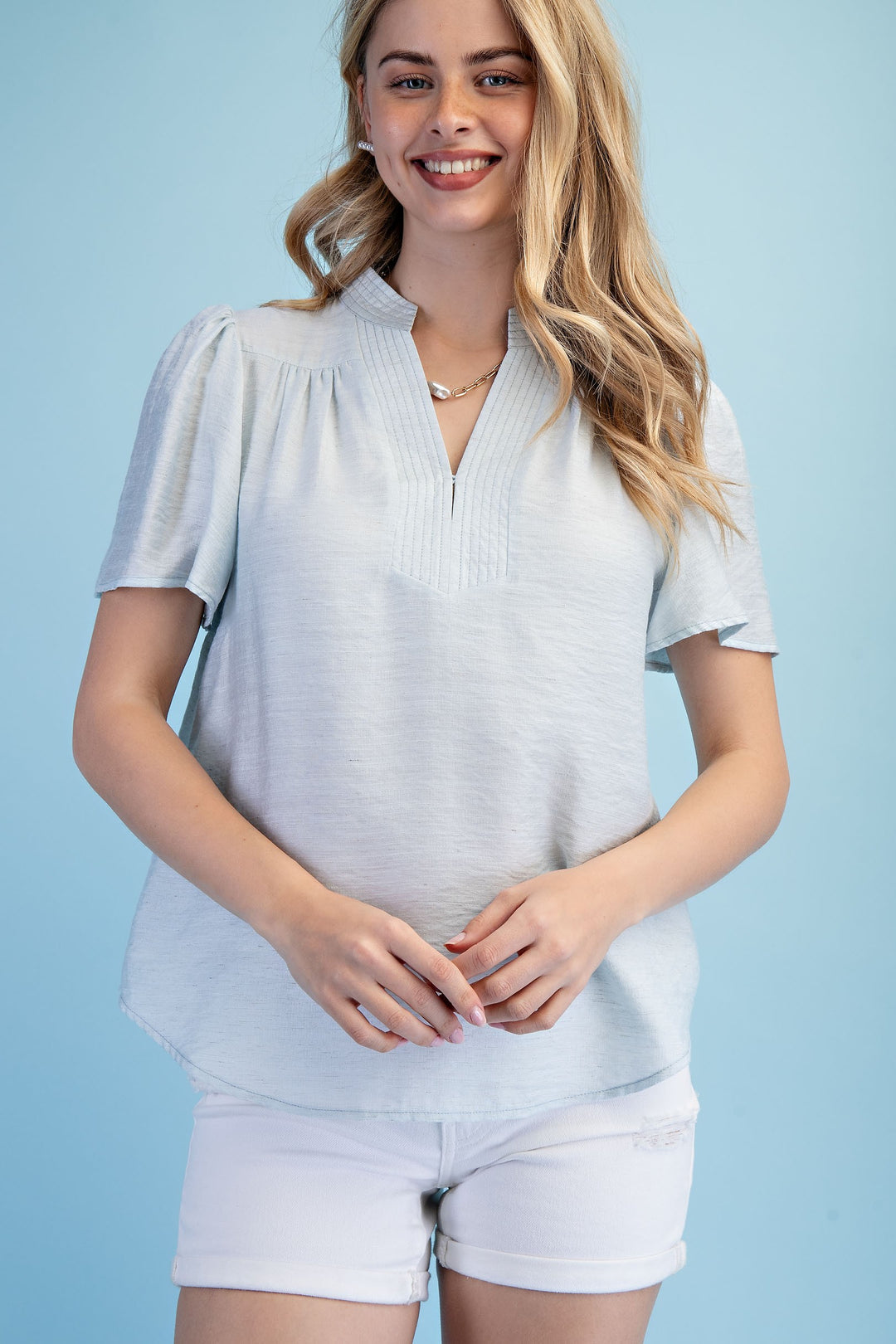 Baby Blue V-Neck Top
