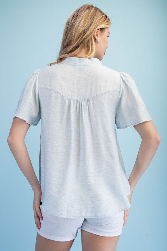 Baby Blue V-Neck Top