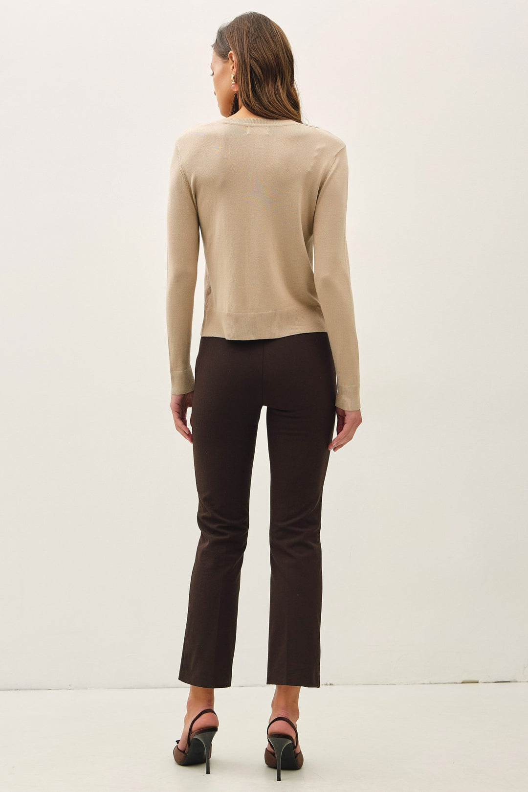 Basic Crewneck Cardigan Tan