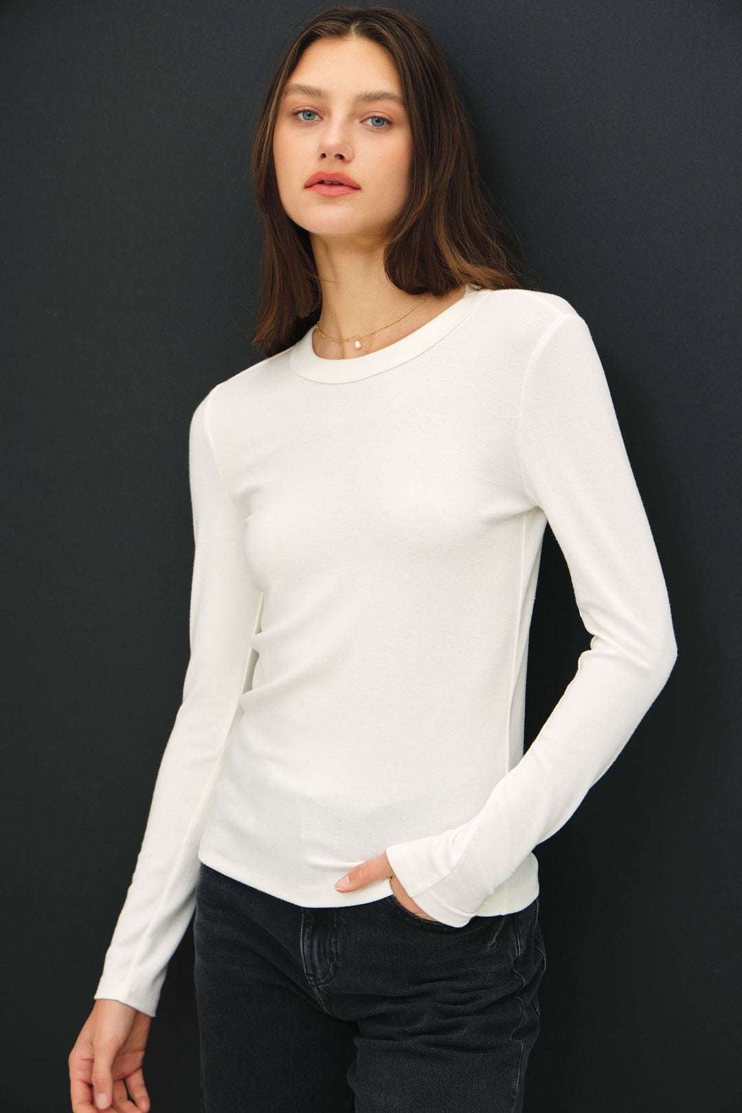 Basic L/S Knit Top - Ivory