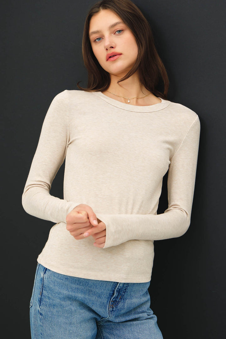 Basic L/S Knit Top - Oatmeal