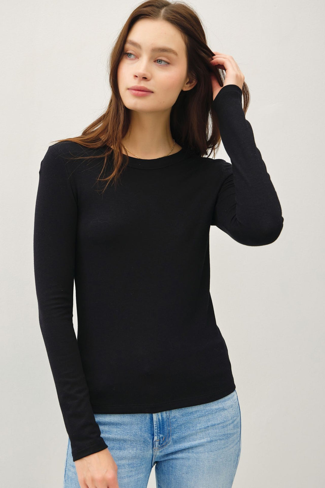 Basic L/S Knit Top - Black