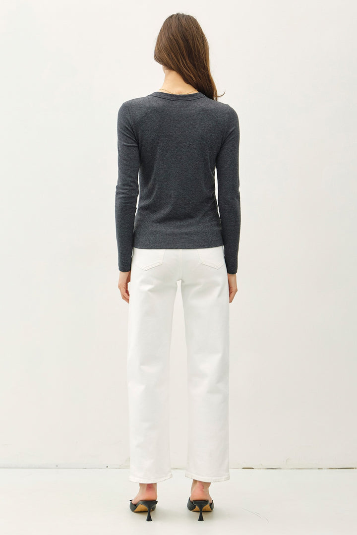 Basic L/S Knit Top - Heather Charcoal