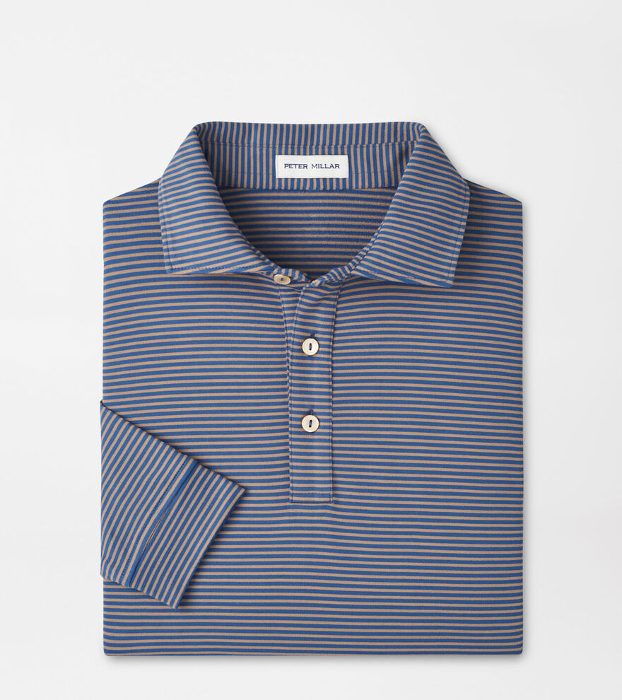 Lyons Stripe Performance Jersey Long-Sleeve Polo Blue Haze