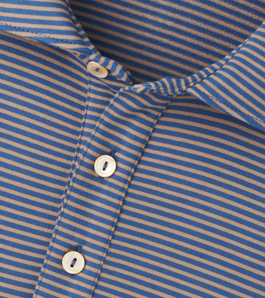 Lyons Stripe Performance Jersey Long-Sleeve Polo Blue Haze