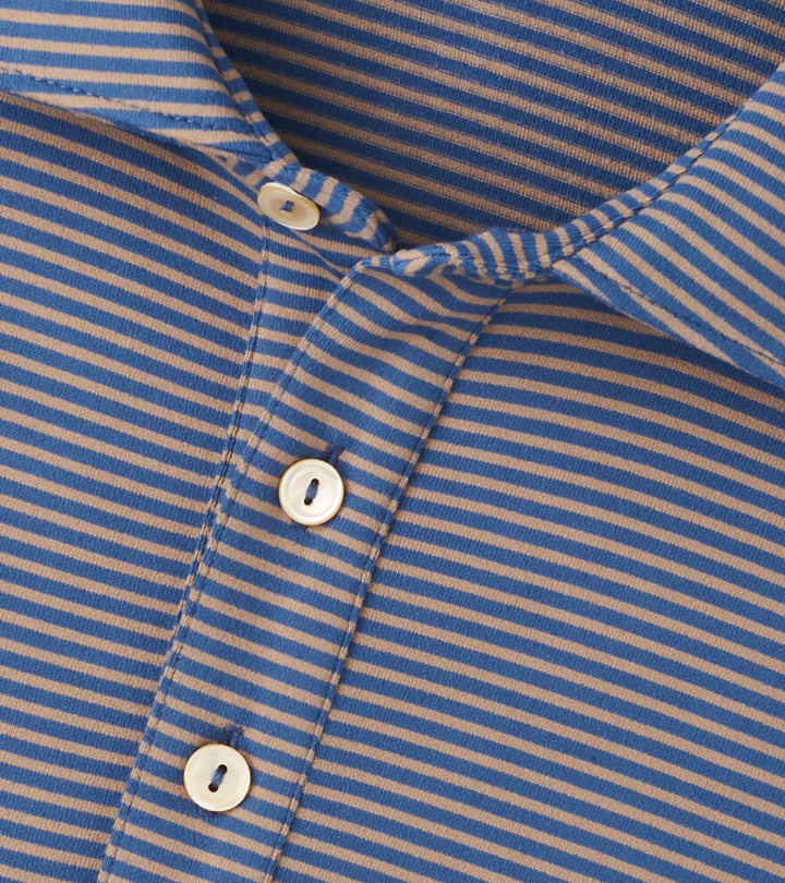 Lyons Stripe Performance Jersey Long-Sleeve Polo Blue Haze