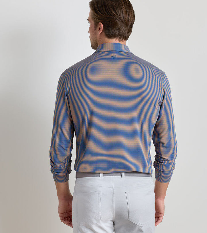 Lyons Stripe Performance Jersey Long-Sleeve Polo Blue Haze