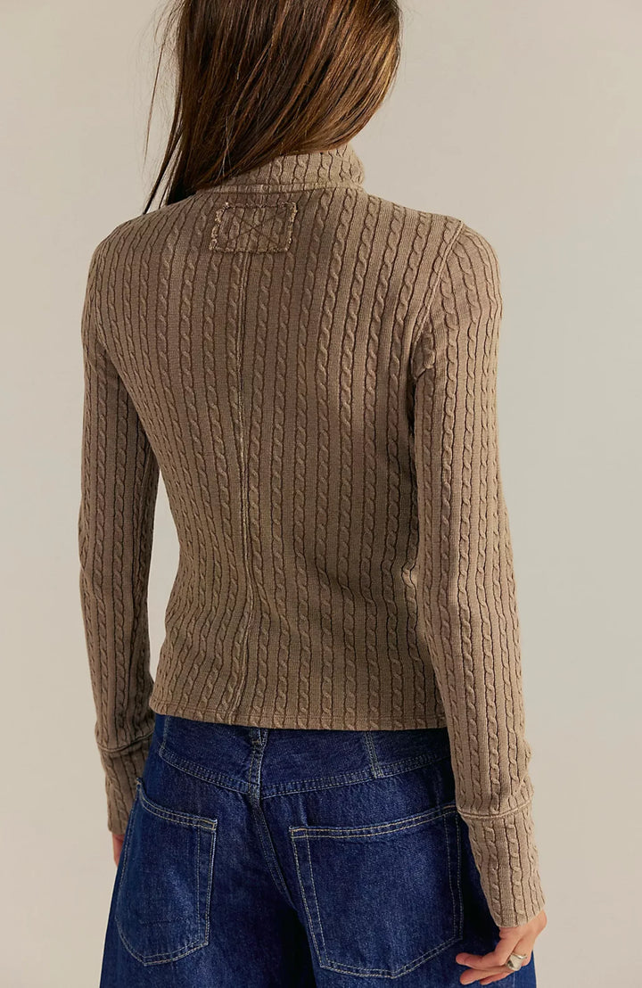 Brunch Girl Zip Up Cardigan Dusted Cocoa