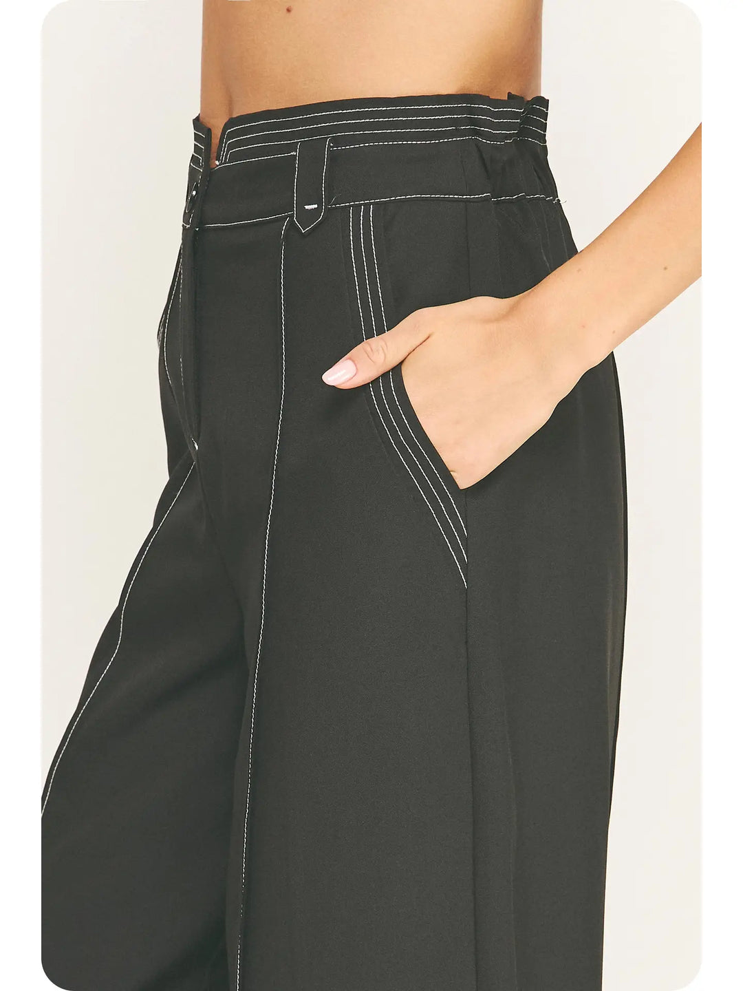 Top Stitch Wide Leg Trouser