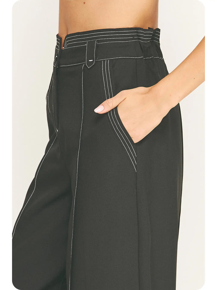 Top Stitch Wide Leg Trouser