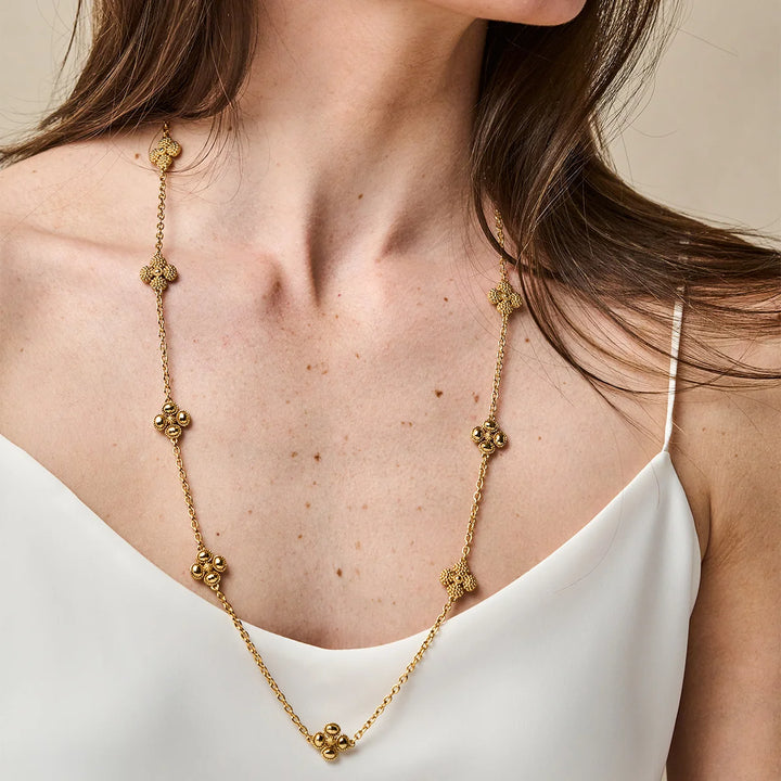 Berry Clover Double Sided Necklace 28" Gold