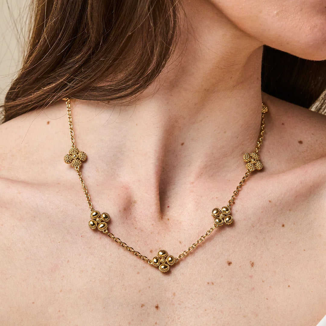 Berry Clover Double Sided Necklace 16" Gold