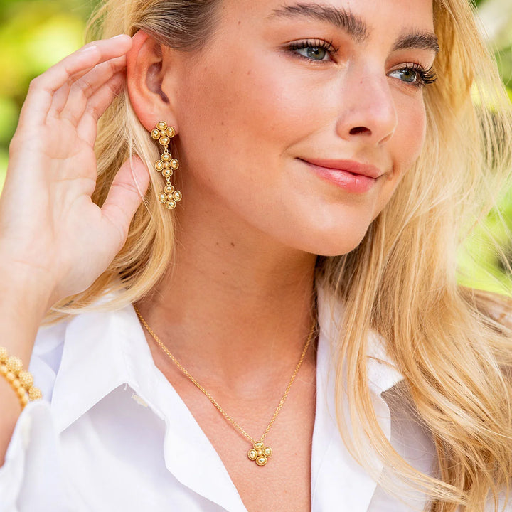 Berry Clover Linear Earrings in Gold