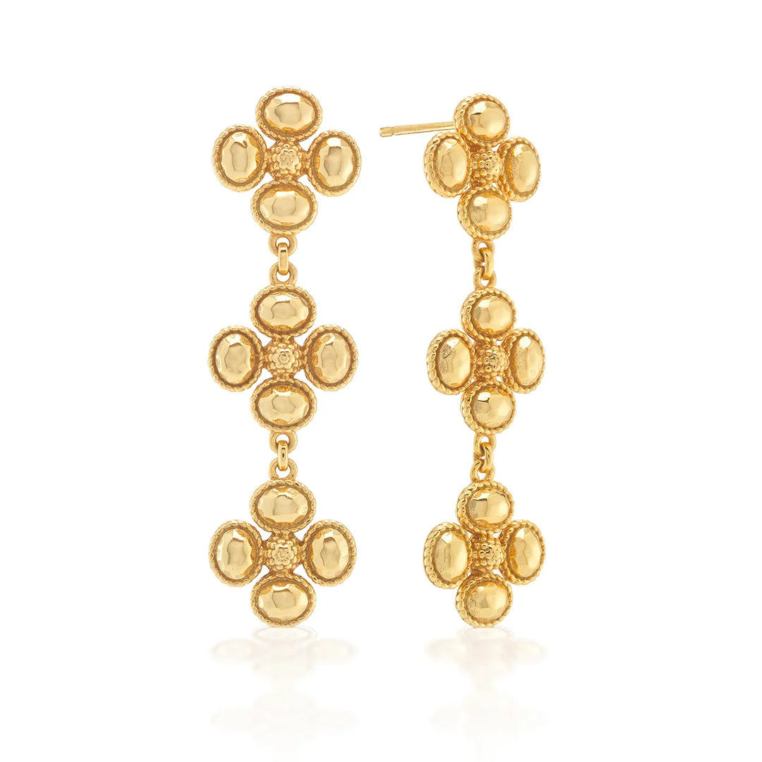 Berry Clover Linear Earrings in Gold