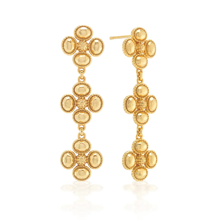 Berry Clover Linear Earrings in Gold