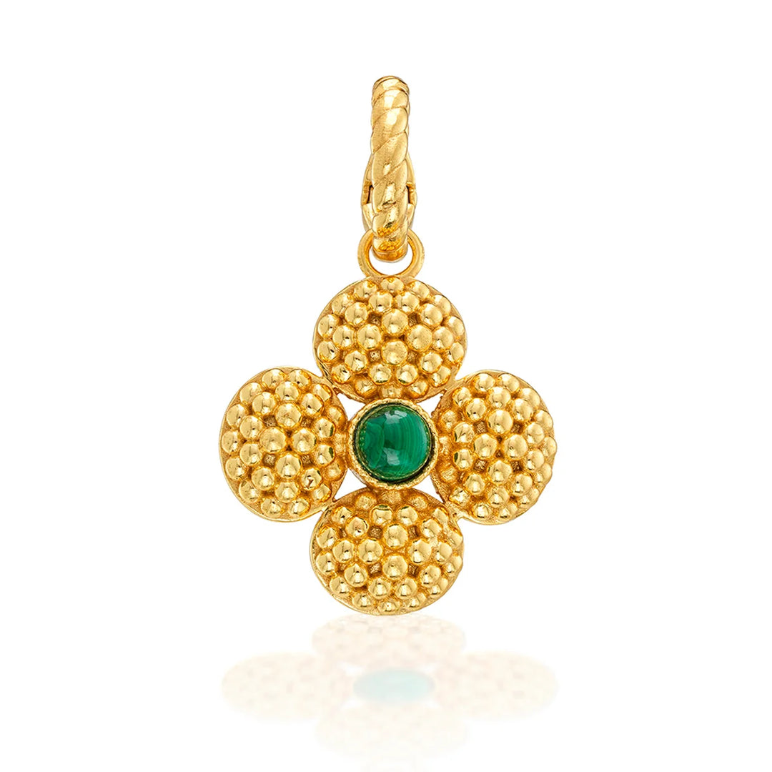 Berry Clover Double Sided Pendant Malachite