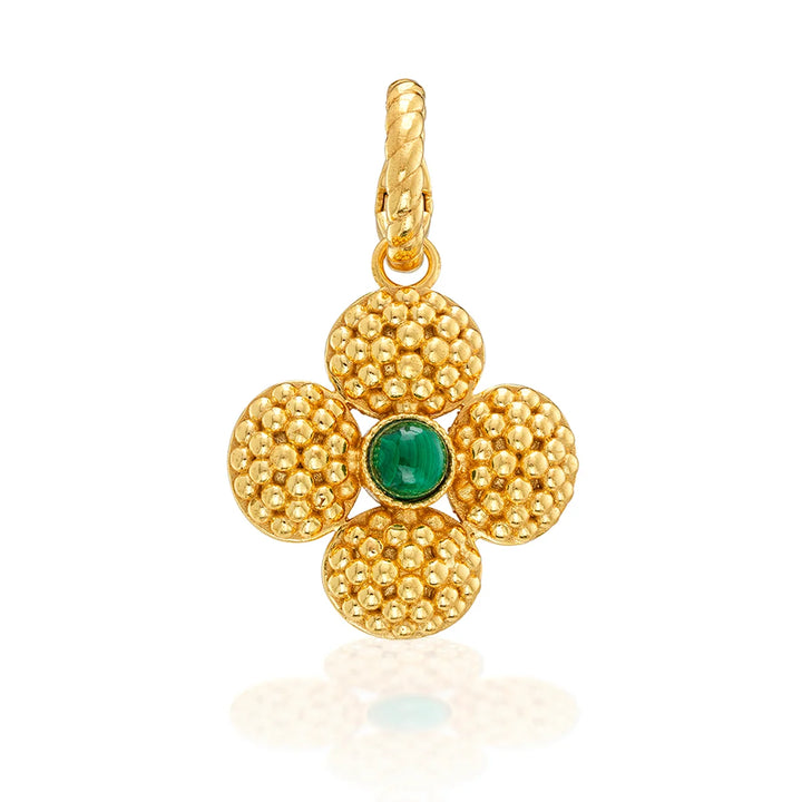 Berry Clover Double Sided Pendant Malachite