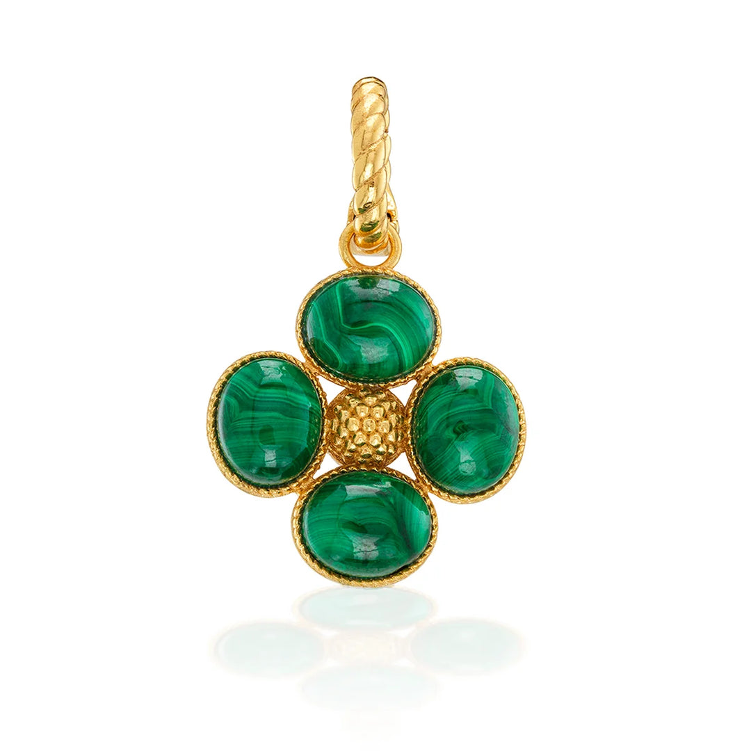 Berry Clover Double Sided Pendant Malachite