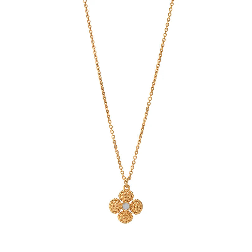 Berry Clover MOP Double Sided Charm Necklace