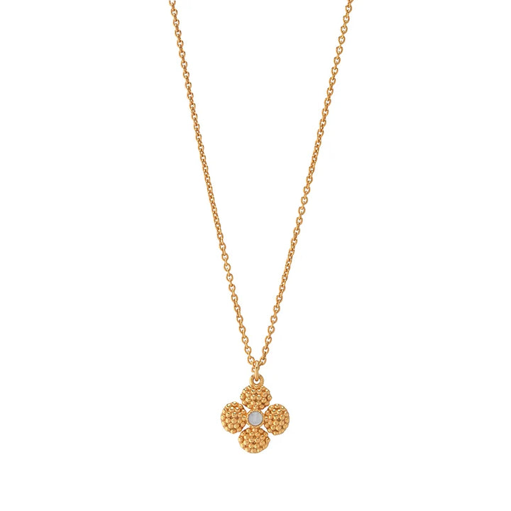Berry Clover MOP Double Sided Charm Necklace