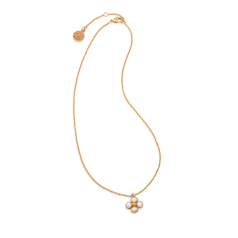 Berry Clover MOP Double Sided Charm Necklace