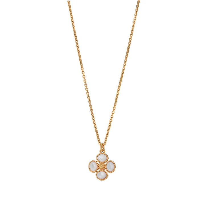 Berry Clover MOP Double Sided Charm Necklace