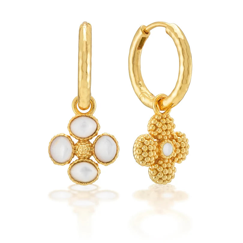 Berry Clover Mother of Pearl Hoop Earrings