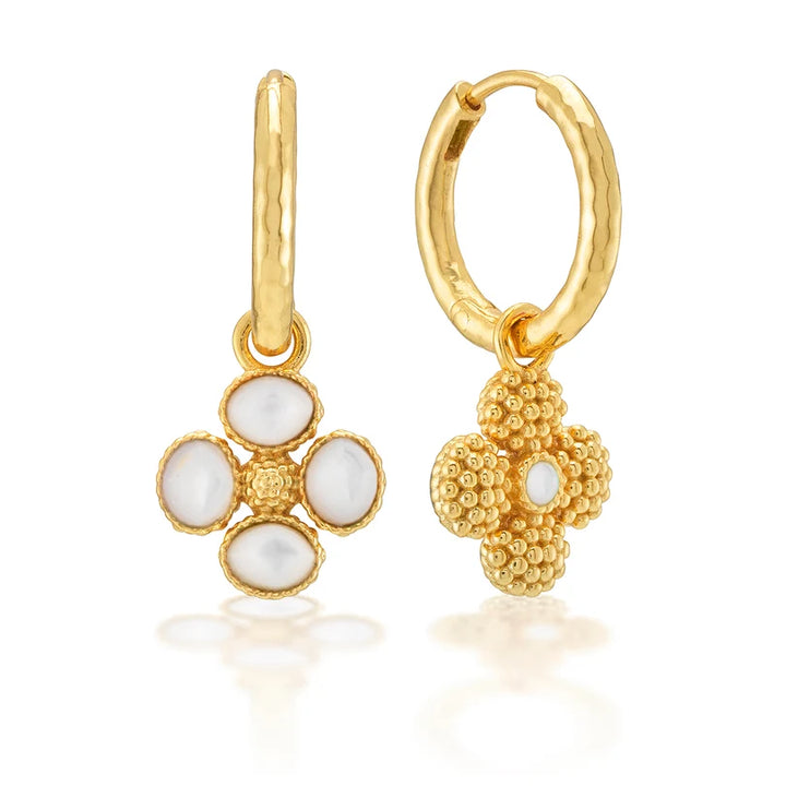 Berry Clover Mother of Pearl Hoop Earrings