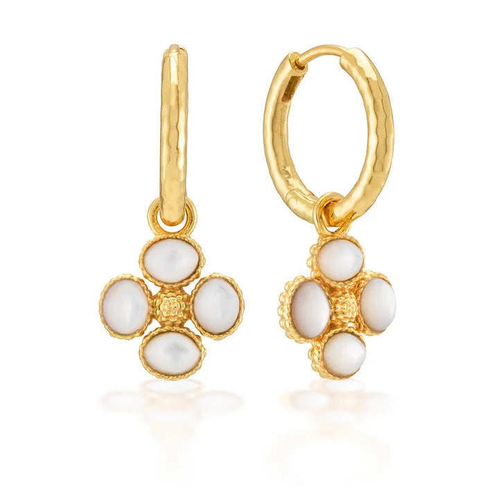 Berry Clover Mother of Pearl Hoop Earrings
