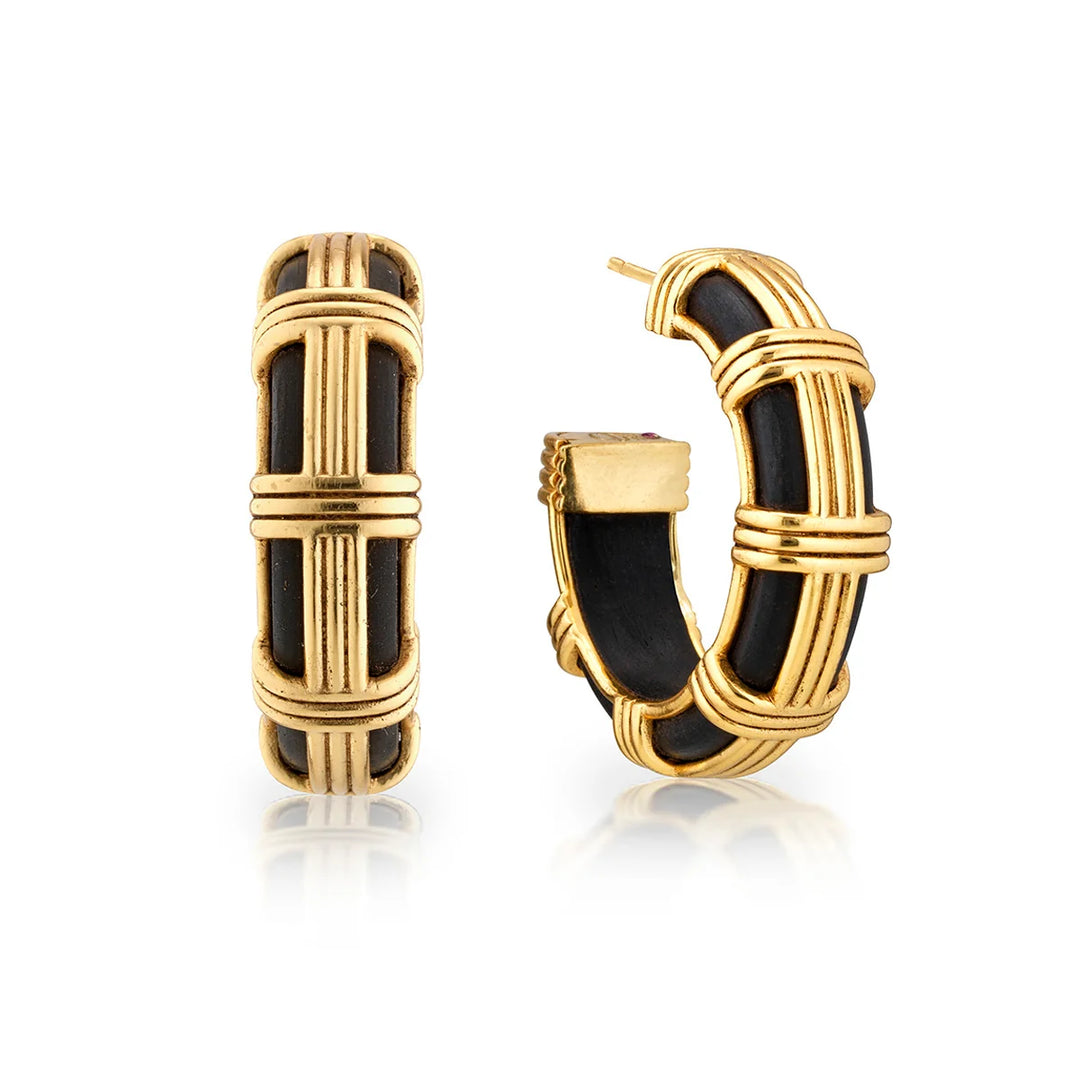Gaia Cage Hoop Earrings Ebony