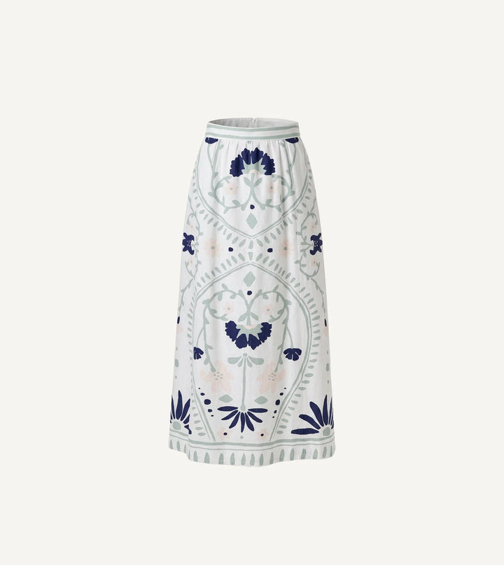 Juliet Ankle Skirt Liliana Blue Surf Print
