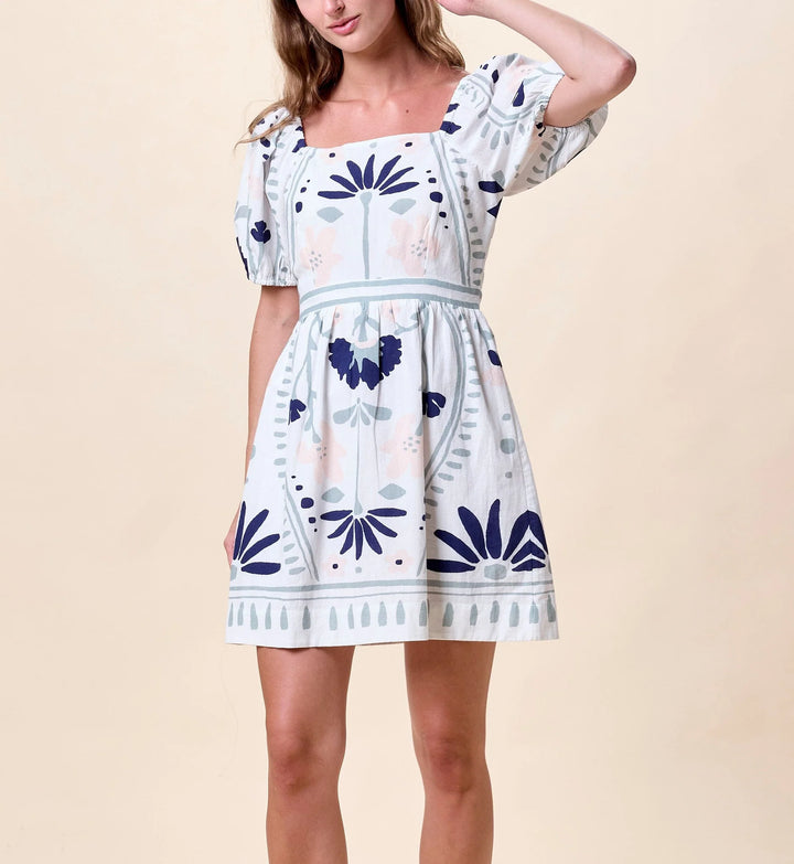 Mariana Mini Dress Liliana Blue Surf Print