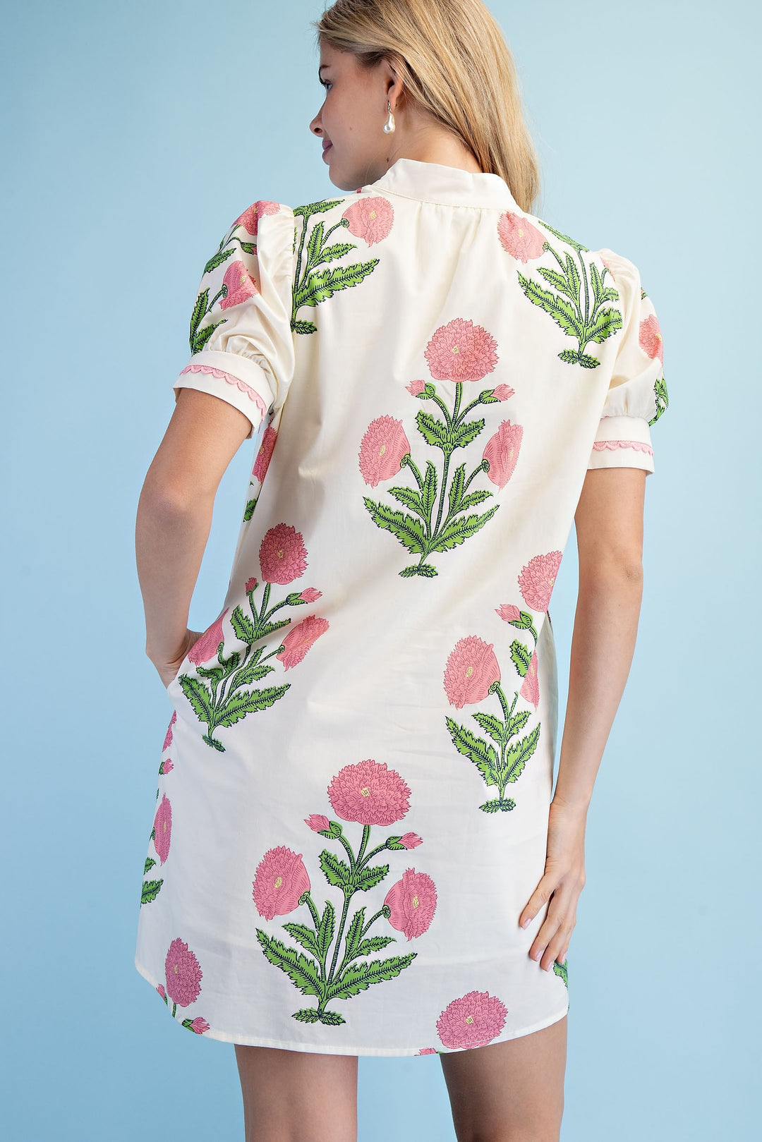 Collins Notch Neck Dress Pink Mix