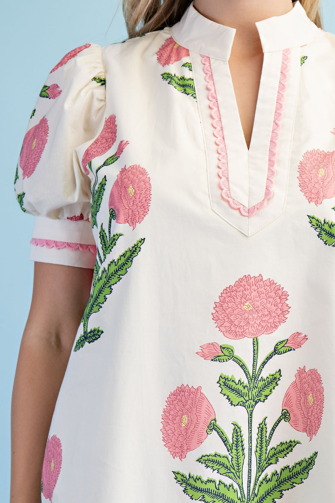 Collins Notch Neck Dress Pink Mix