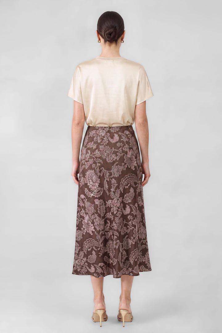 Alma Midi Skirt - Brown Pink