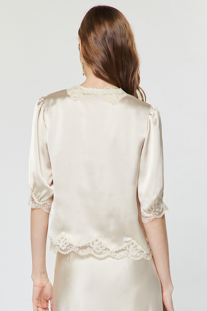 Angelica Satin Top Ecru