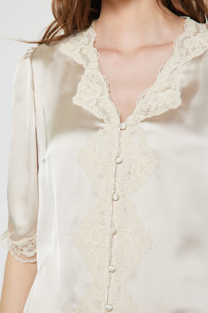 Angelica Satin Top Ecru