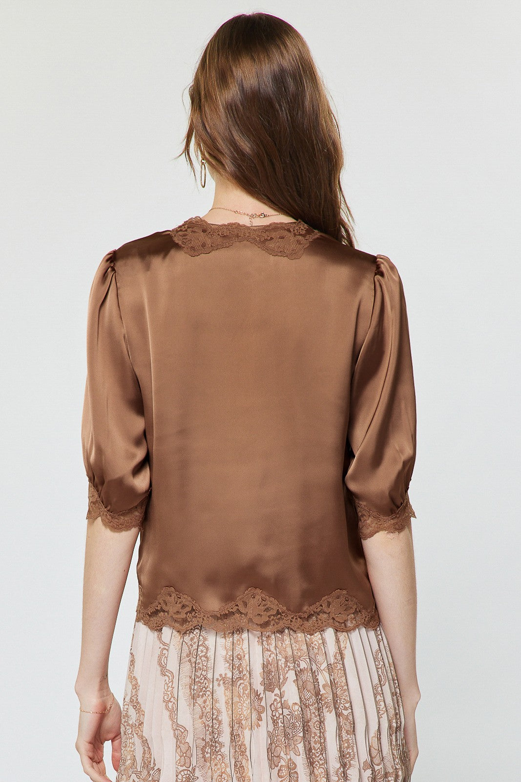 Angelica Satin Top Mocha Mousse