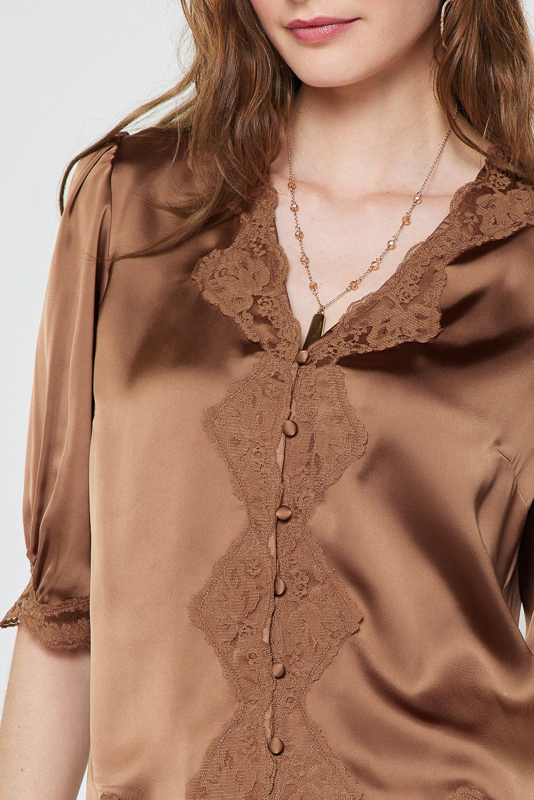 Angelica Satin Top Mocha Mousse